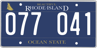RI license plate 077041