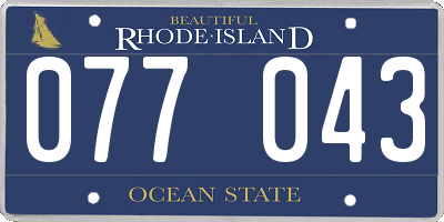 RI license plate 077043