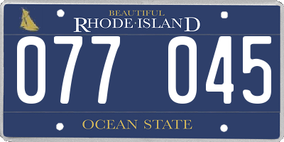 RI license plate 077045
