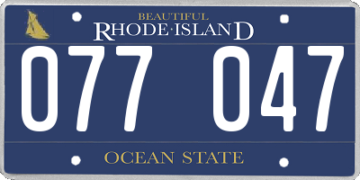 RI license plate 077047