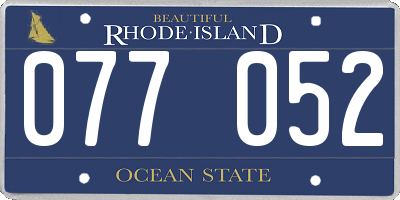 RI license plate 077052