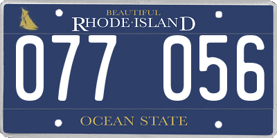 RI license plate 077056