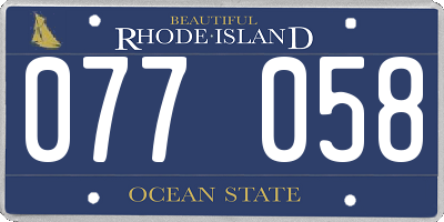 RI license plate 077058