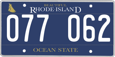 RI license plate 077062