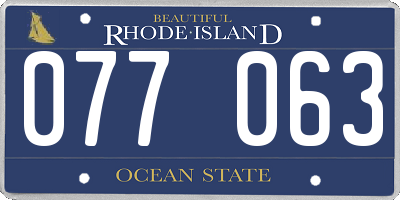 RI license plate 077063