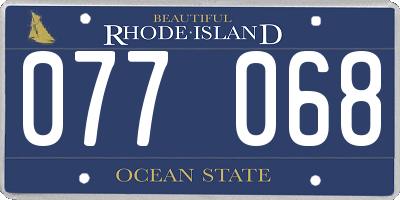 RI license plate 077068