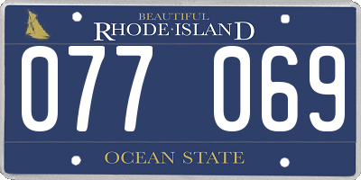 RI license plate 077069