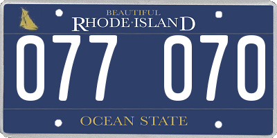 RI license plate 077070