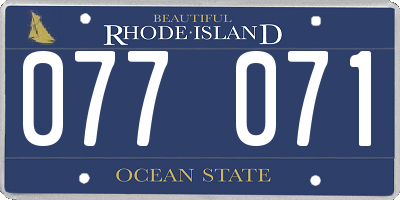 RI license plate 077071