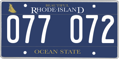 RI license plate 077072