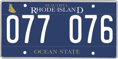 RI license plate 077076