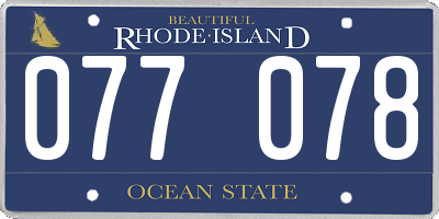 RI license plate 077078
