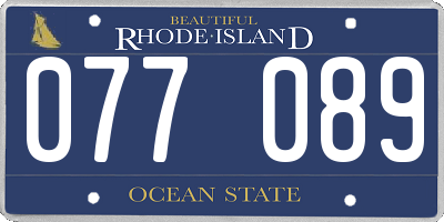 RI license plate 077089