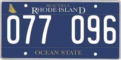 RI license plate 077096