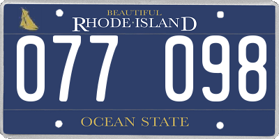 RI license plate 077098