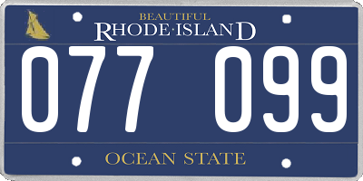 RI license plate 077099