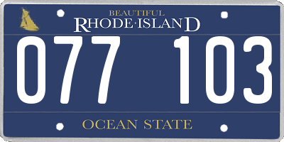 RI license plate 077103
