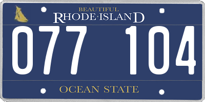 RI license plate 077104