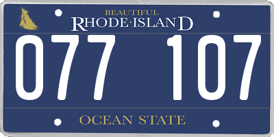 RI license plate 077107