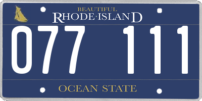 RI license plate 077111