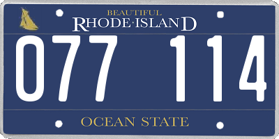 RI license plate 077114
