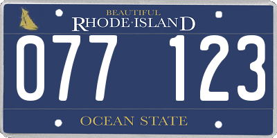 RI license plate 077123