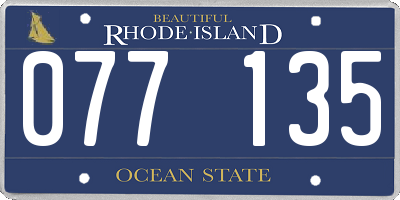 RI license plate 077135