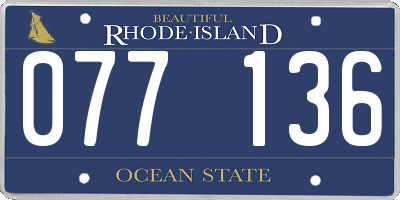 RI license plate 077136