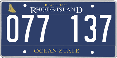 RI license plate 077137