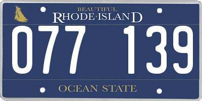 RI license plate 077139