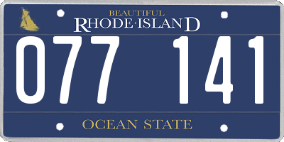 RI license plate 077141