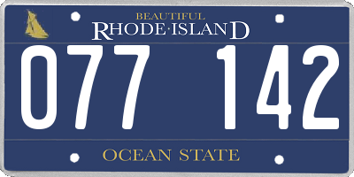 RI license plate 077142
