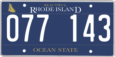RI license plate 077143