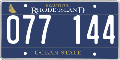 RI license plate 077144