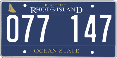 RI license plate 077147