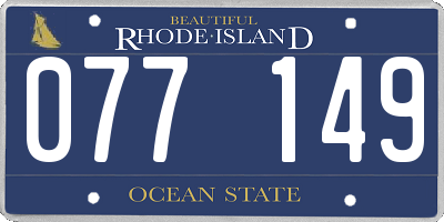 RI license plate 077149