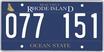 RI license plate 077151