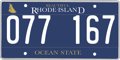 RI license plate 077167