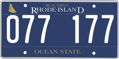 RI license plate 077177