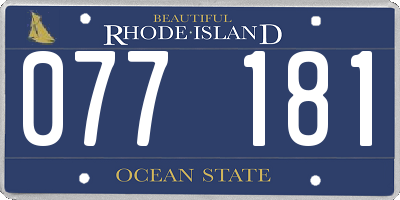 RI license plate 077181