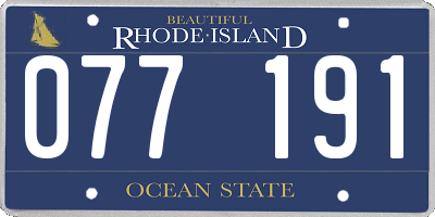 RI license plate 077191