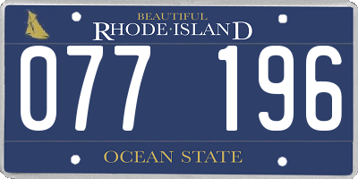 RI license plate 077196