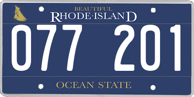 RI license plate 077201