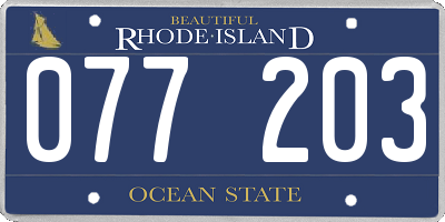 RI license plate 077203