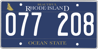 RI license plate 077208