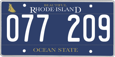 RI license plate 077209