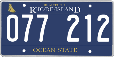 RI license plate 077212