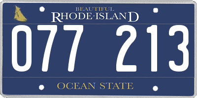 RI license plate 077213