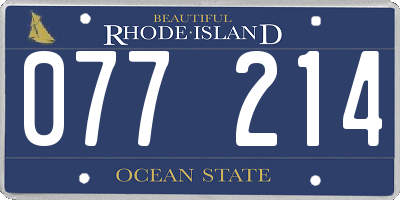 RI license plate 077214