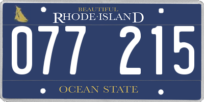 RI license plate 077215